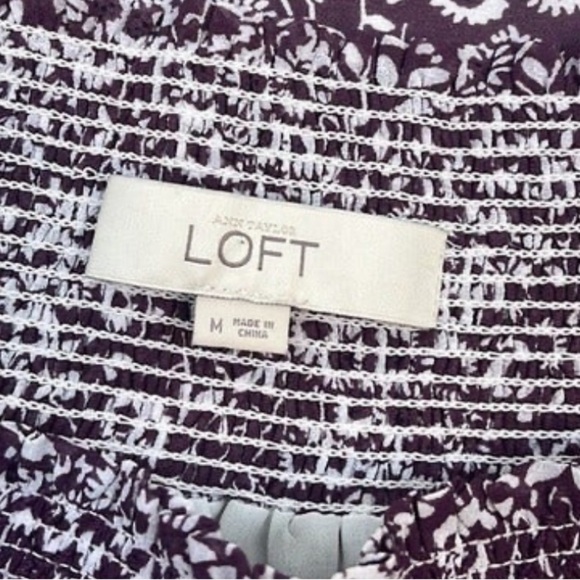 Loft Purple & White Floral Off The Shoulder Top Size M - Picture 5 of 9